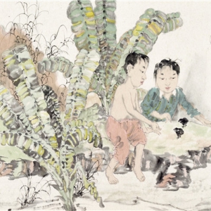 尚可书画作品-三个少年