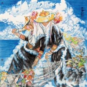 纪连彬书画作品-担海