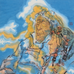 纪连彬《祥云》国画