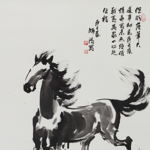 师鸿《奔马》国画