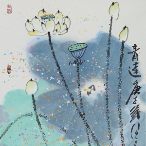 贾邵昌《青莲》国画