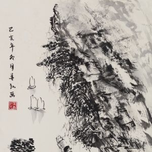 光善红《送别》国画