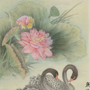 光善红《暇日荷塘》工笔