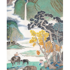 张继山：溪山放牧图